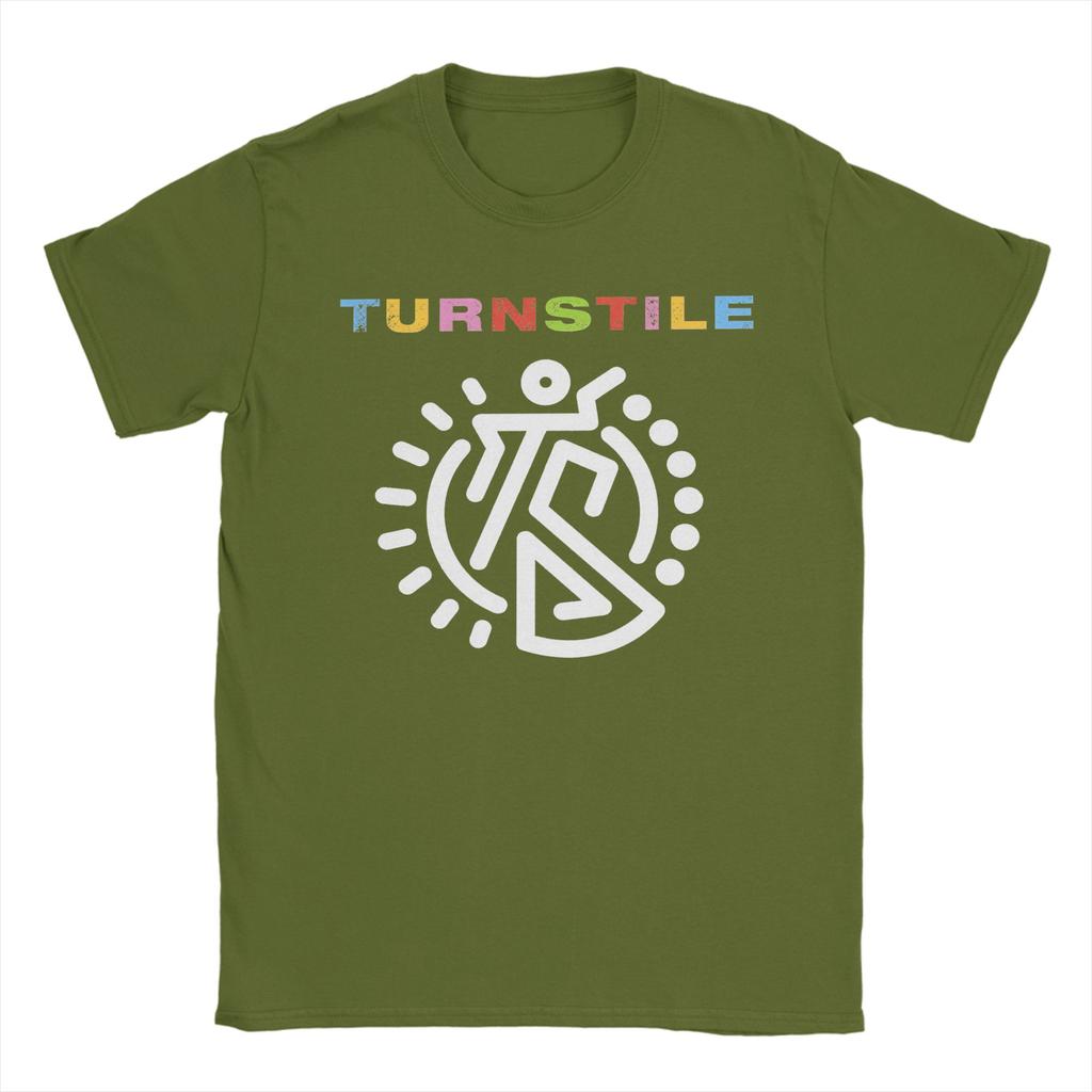 Men T-Shirts Turnstile DOUBLE RAINBOW Funny 100% Cotton Tee Shirt Short Sleeve T Shirt Round Collar Tops Plus Size