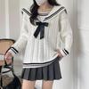 Loose jk sailor suit bow college style navy collar sweater women's autumn and winter loose lazy style outside wear tide