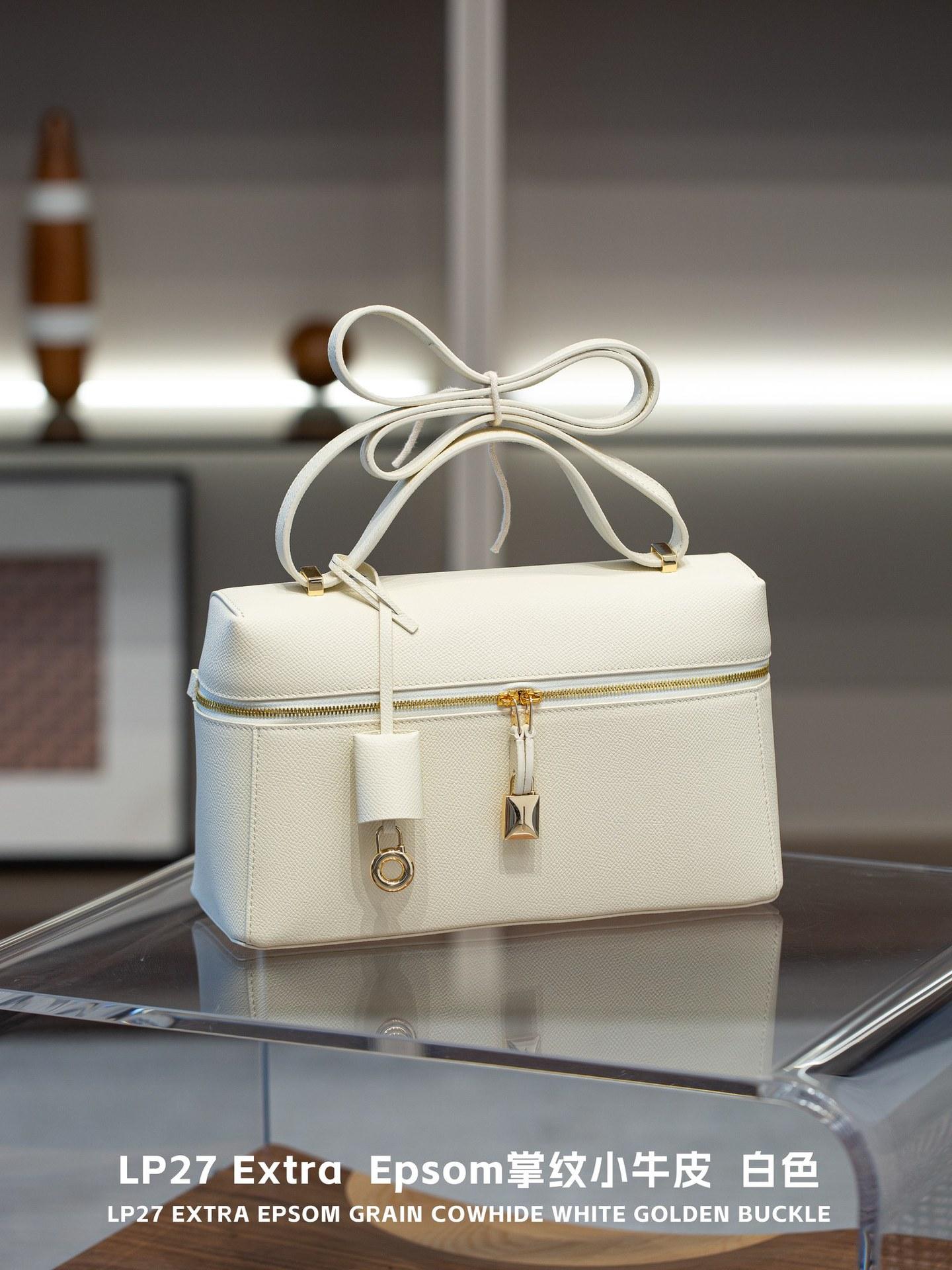 

Extra Cowhide Small Square Bag With High-grade Genuine Leather Hand Strap Single Shoulder Womens Bag 27CM білий