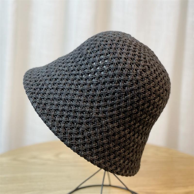

Korean Knitted Springsummer Fisherman Hat Women Hollow Basin Hat Hat Bucket чорний
