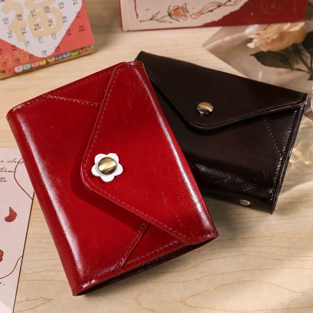 PU Leather Cover Tri-fold Envelope-Style Loose-Leaf Notebook Vintage Planning Journal School