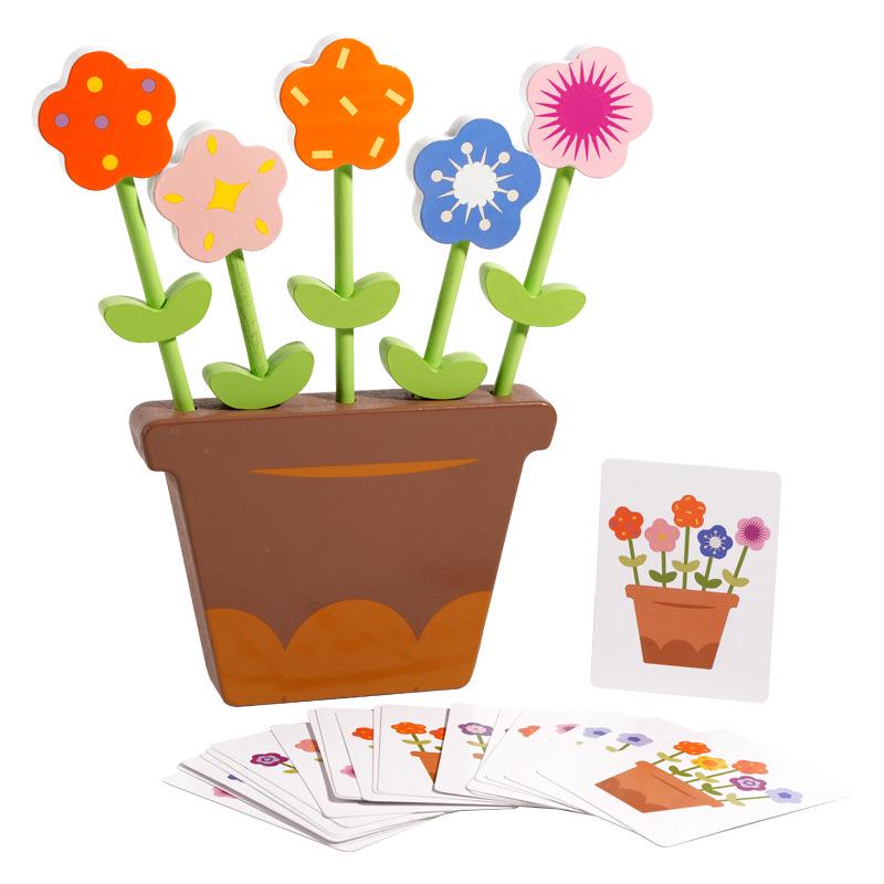Cross-Border Children s Wooden Flower Arrangement Logic Game: Educational Fun with Hands-On Building Blocks for Early Learning