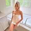 Sommer Damen Temperament Bedruckte Krawatte Sexy Rückenfreies Tanktop mit Blumenmuster