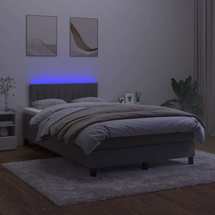 Maison Exclusive - Sommier à lattes de lit avec matelas LED gris foncé 120x190 cm