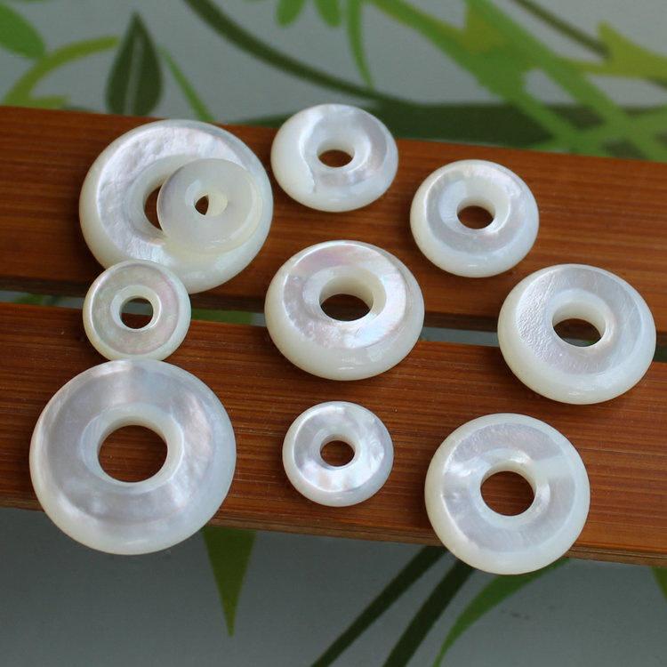 Anel Redondo de Madrepérola Branca Natural Estilo Antigo Joias Acessórios DIY - 8/10/12/15mm