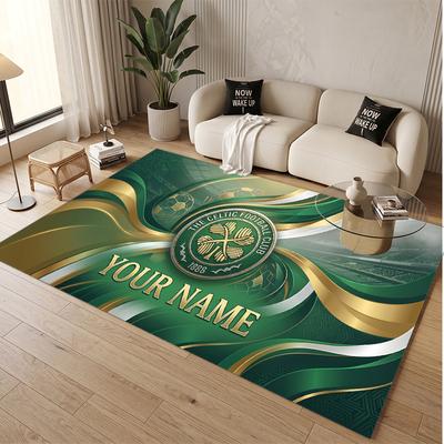 Tapis en Velours Cristal Personnalisé Motif Celtic FC Tapis de Sol Antidérapant