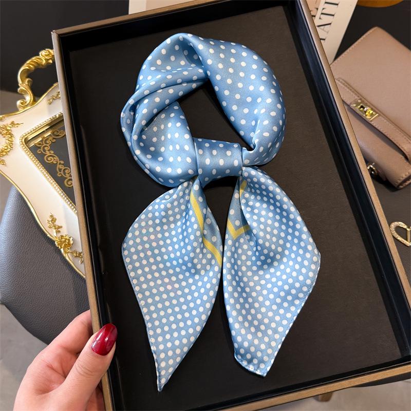 Polka Dot Silk Scarf & Shawl – High-End Sun Protection, Neck Tie, Headscarf for Women