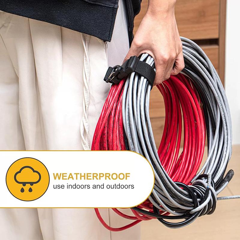1Pc Adjustable Extension Cord Organizer With 3-Axis Buckle Heavy-Duty Storage Strap 45cm Black For Workshop Garage Organization