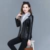 Leather jacket women's fleece thickened short slim and thin autumn and winter new fur integrated mother outfit