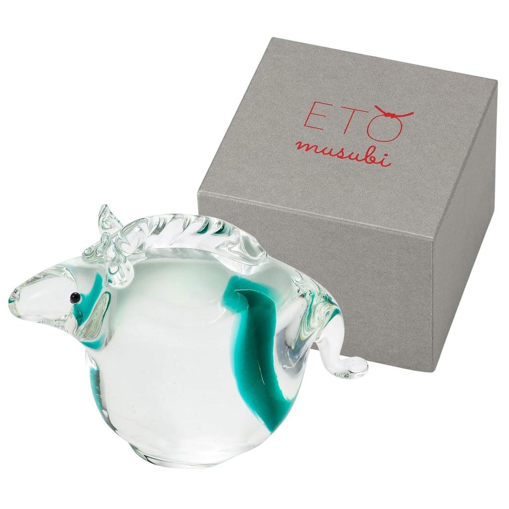 ADERIA Ornament ETO MUSUBI Jade Horse Made In Japan Gift Box Included Zodiac Sign Entrance Feng Shui Stylish Interior Glass Figurine Gift for Women