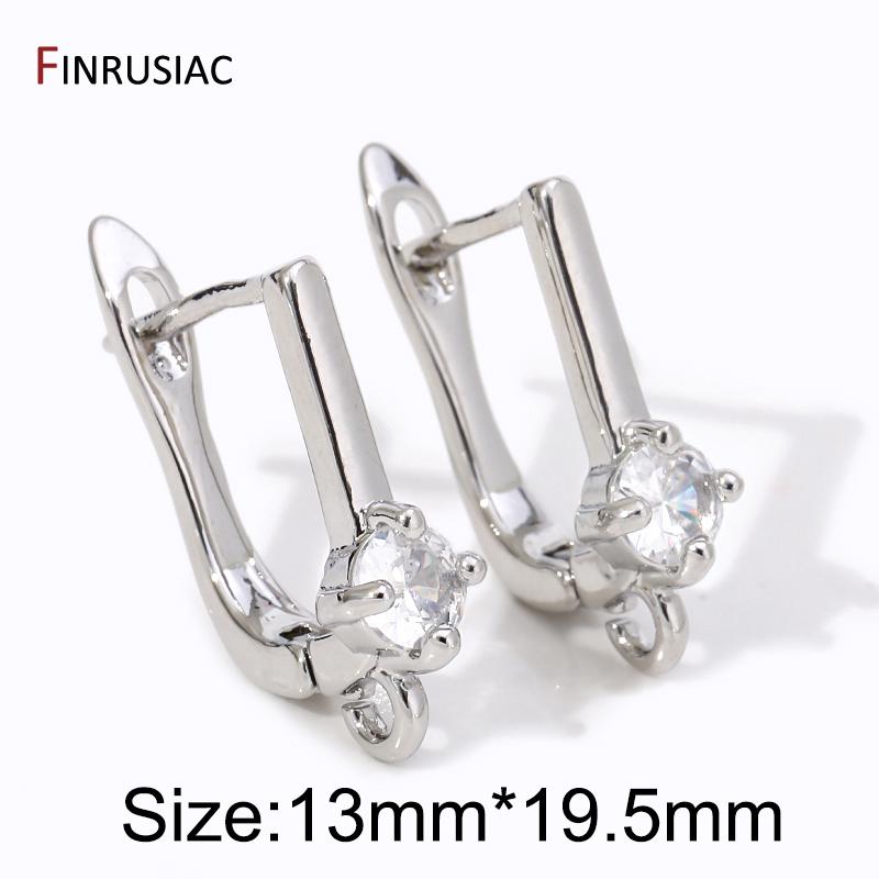 

18K Gold Plated Brass Ear Wire Fixture Shvenzy Basic Earring Hooks For DIY Handmade Women Zircon Earrings Making Accessories 1 pair