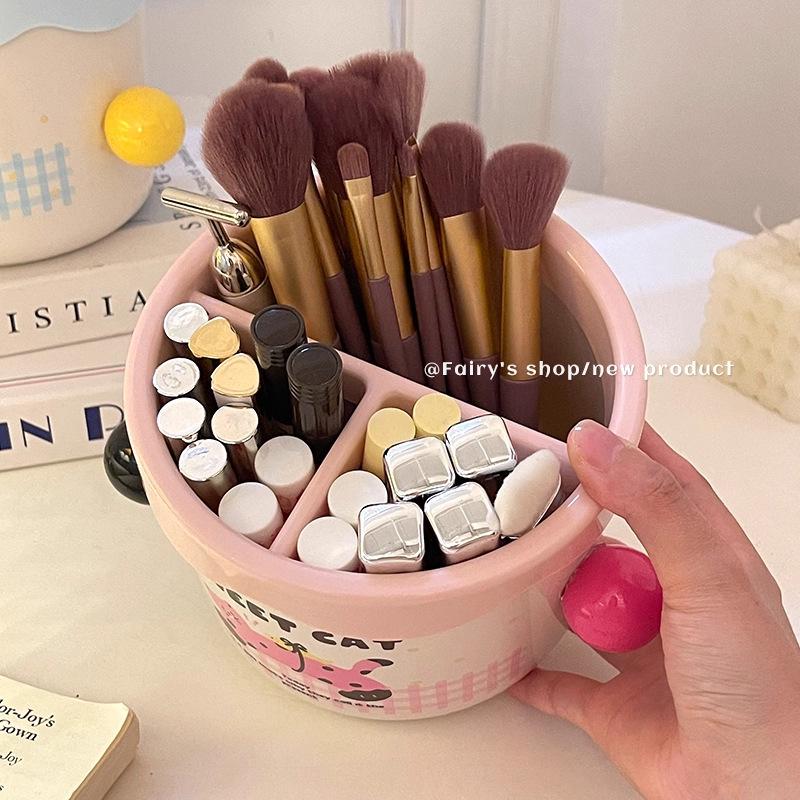 Storage Tube with Compartments: Makeup Organizer for Lipstick, Eyeshadow, Brushes & Desktop Pen Holder