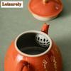 180ml Beixi Tang Handwritten Gold Prose Teapot Handmade Alum Red Mini Pot Tea Soaking Kettle With Infuser Filter Teaset Gifts