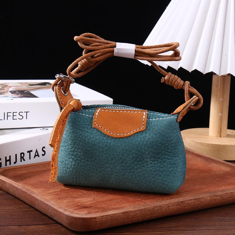 Mini Lipstick, Earphone & Coin Pouch for Women—Soft Cowhide, Japanese & Korean Style