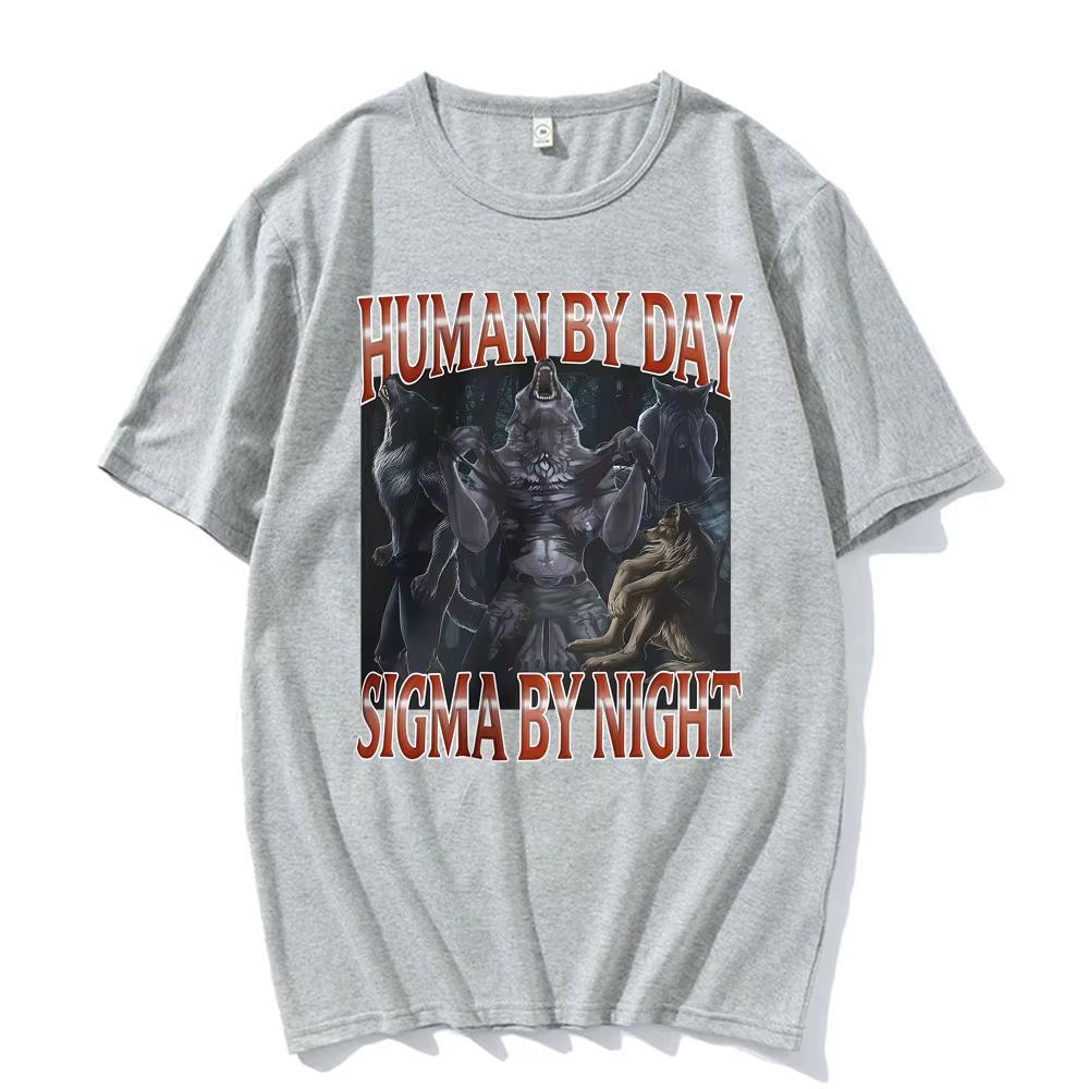 Dark Fantasy Humor Sigma Meme Werewolf Graphic T Shirt Men's Women Fashion Harajuku Gothic Clothes T Shirt Unisex Cotton T-Shirt