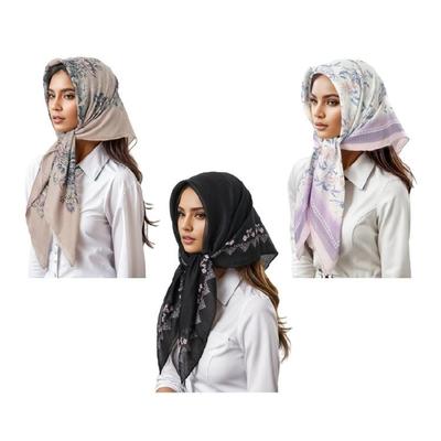 Soft Turkish Scarf with Flower Print For Religious Activity Malay Hijab Headwrap for Daily Use Vacation Headcovering