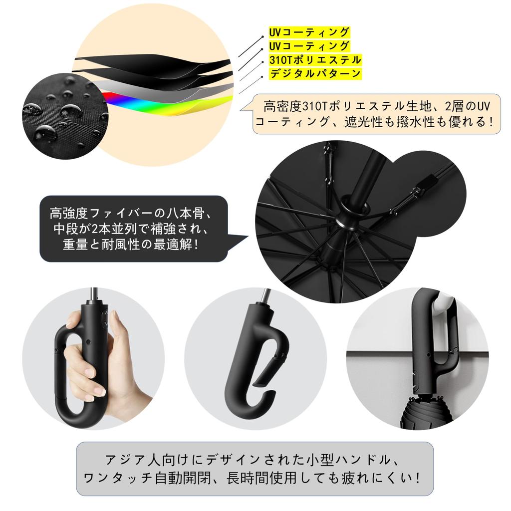 Ame Panda Folding Sun Umbrella and Rain Automatic Opening and Carabiner Diameter 8 Inner Complete Large Orca Killer Whale Animal Marine Animal Animal