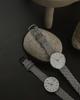 ARNE JACOBSEN x mina perhonen 34mm Scandinavian design watch with land puzzle strap, STATION 53411-1683B, white and light gray