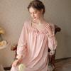 Dames Retro Kant Lange Mouwen Nachtjapon - Hofstijl, Prinses Ontwerp, Losse Pasvorm, Grote Maten, voor Lente en Herfst