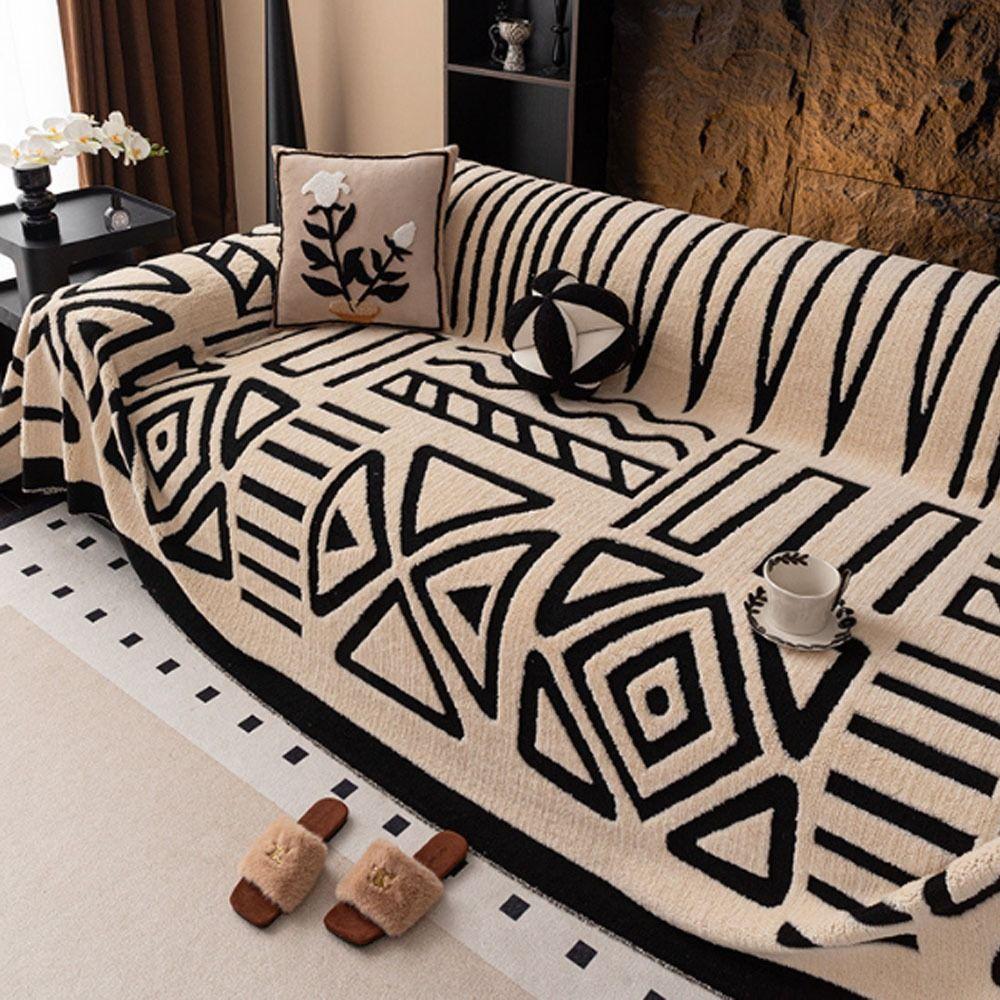 Fashion Vintage Interlocking Sofa Protector Comfort Warm Sofa Cover Non-Slip Sofa Blanket