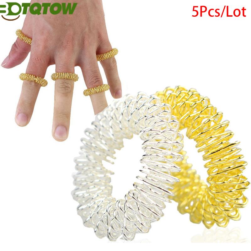 5Pcs Acupressure Rings Bracelets Massagers Set Spiky Sensory Finger Hand Wrist Massage Pain Relief Therapy