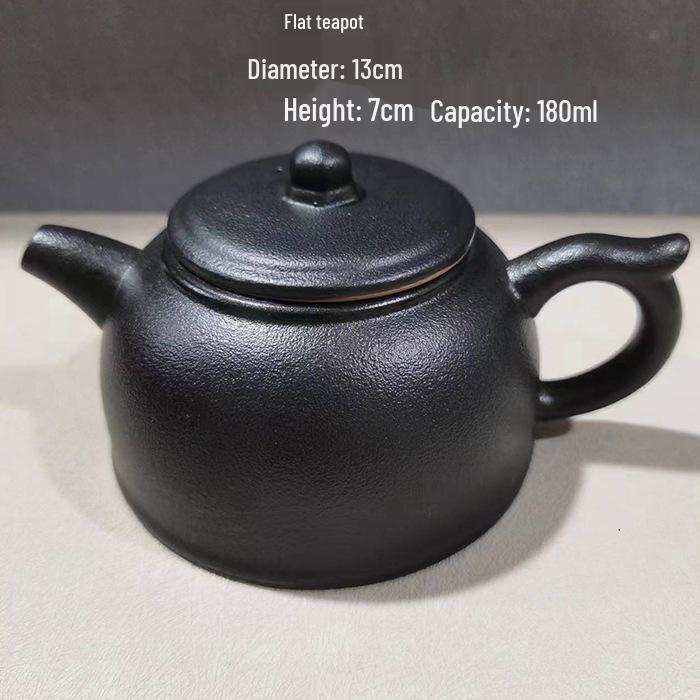 Special Clearance: Black Pottery Teapot Set - Japanese Retro Coarse Ceramic, Anti-Scald, Side Handle, Kung Fu Style