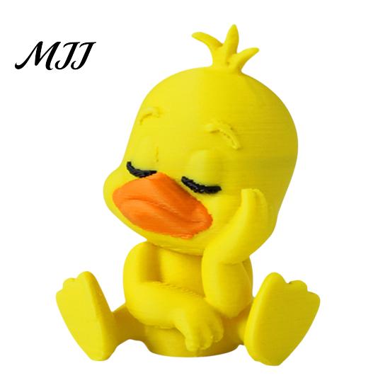 Exquisite Crafts for Colleagues 3D Printed Yellow Duck Figurine, Funny Statue with Vivid Expressions, Healing Desk Companion Cute Miniature