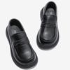 Small Leather Shoes British Style Genuine Leather Black Moccasins Soft Sole Fashionable Children's Single Shoes Baby Shoes
