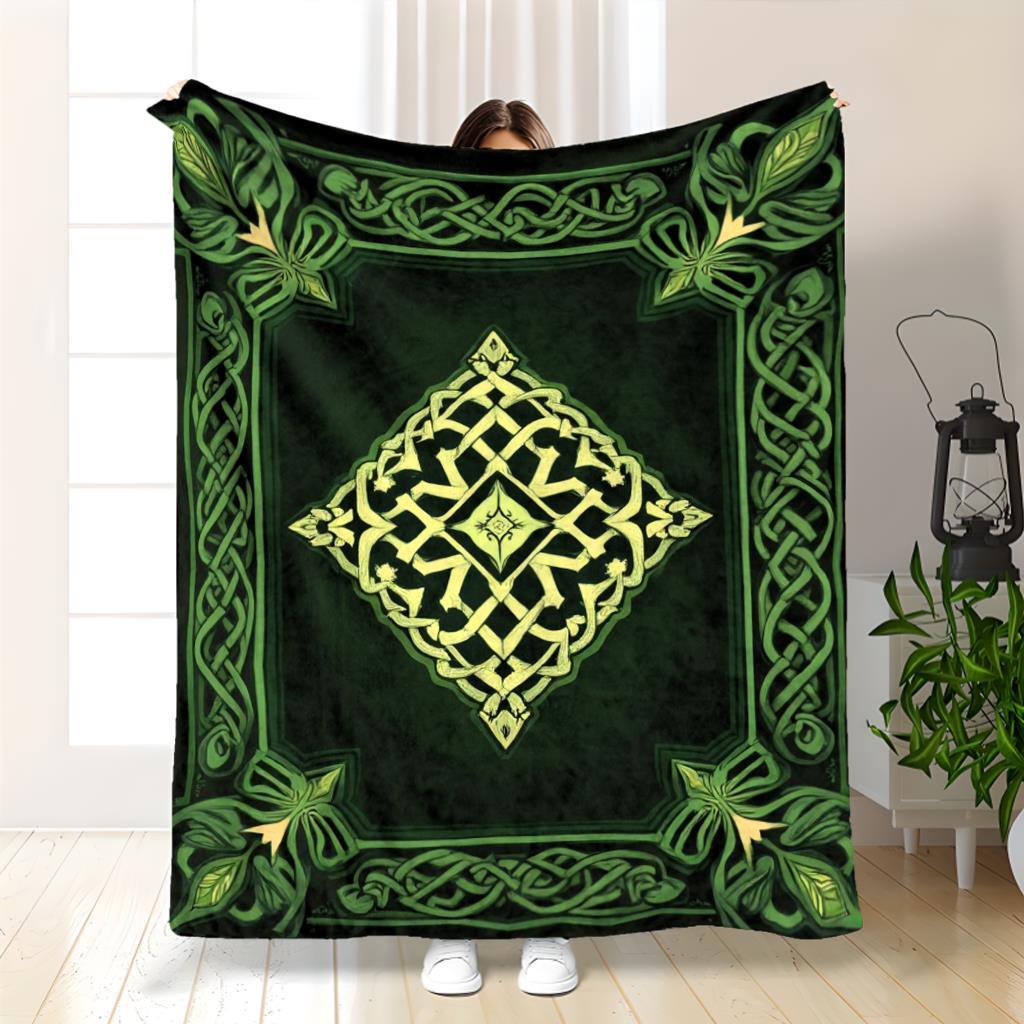 Contemporary Celtic Knot Flannel Throw Blanket - Soft Cozy Fleece Blanket,  Warm All-Season Home Decor