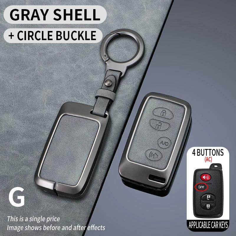 2 3 4 Buttons Zinc Alloy + Leather Car Key Case Cover Holder For Toyota Prius 30 Alpha Aqua Land Cruiser Auris for Lexus LC 200