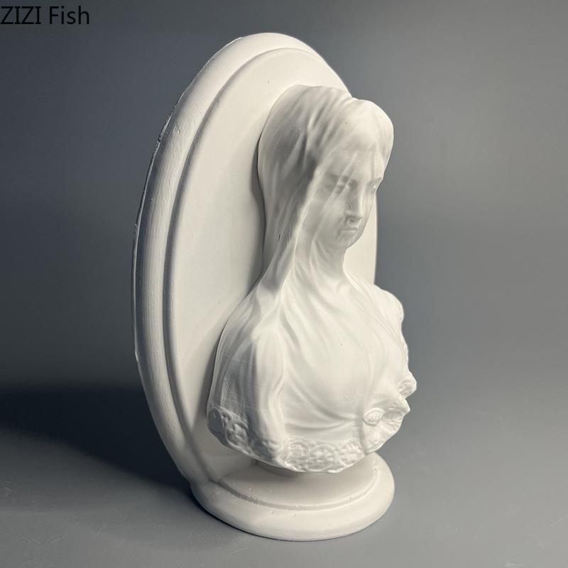 Het Gesluierde Meisje Gipsen Beeldje Ambachten Bureau Decoratie Ornamenten Creatief Kunstwerk Karakters Beeldhouwwerk Kamer Esthetische Decoratie