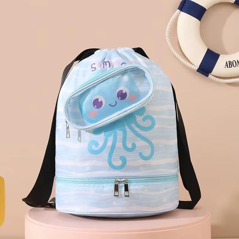 Drawstring Gym Bag For Kids Waterproof Drawstring Backpack Swim Bag With Compartment Pull String Sport Bag For Wet Swimming