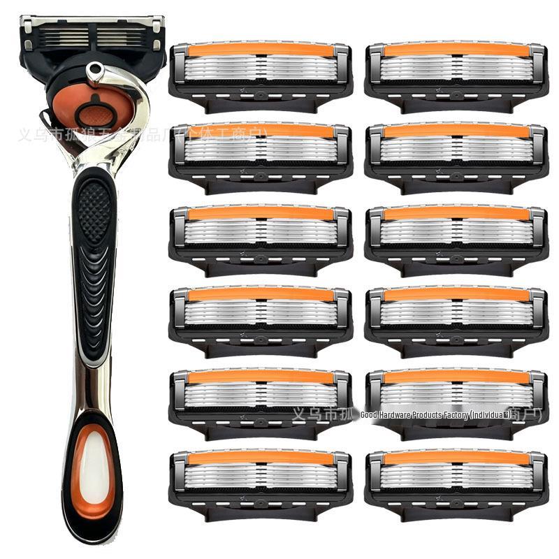 Five-Layer Anti-Scratch Razor, Stainless Steel Manual Shaver with Gillette Fusion5-Compatible Head
