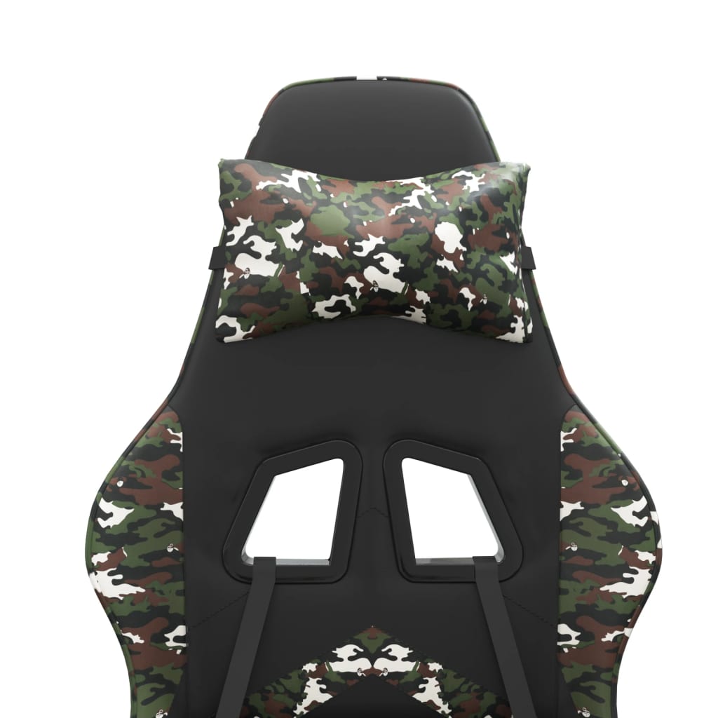Gaming Chair with Footrest Black and Camouflage PU Leather