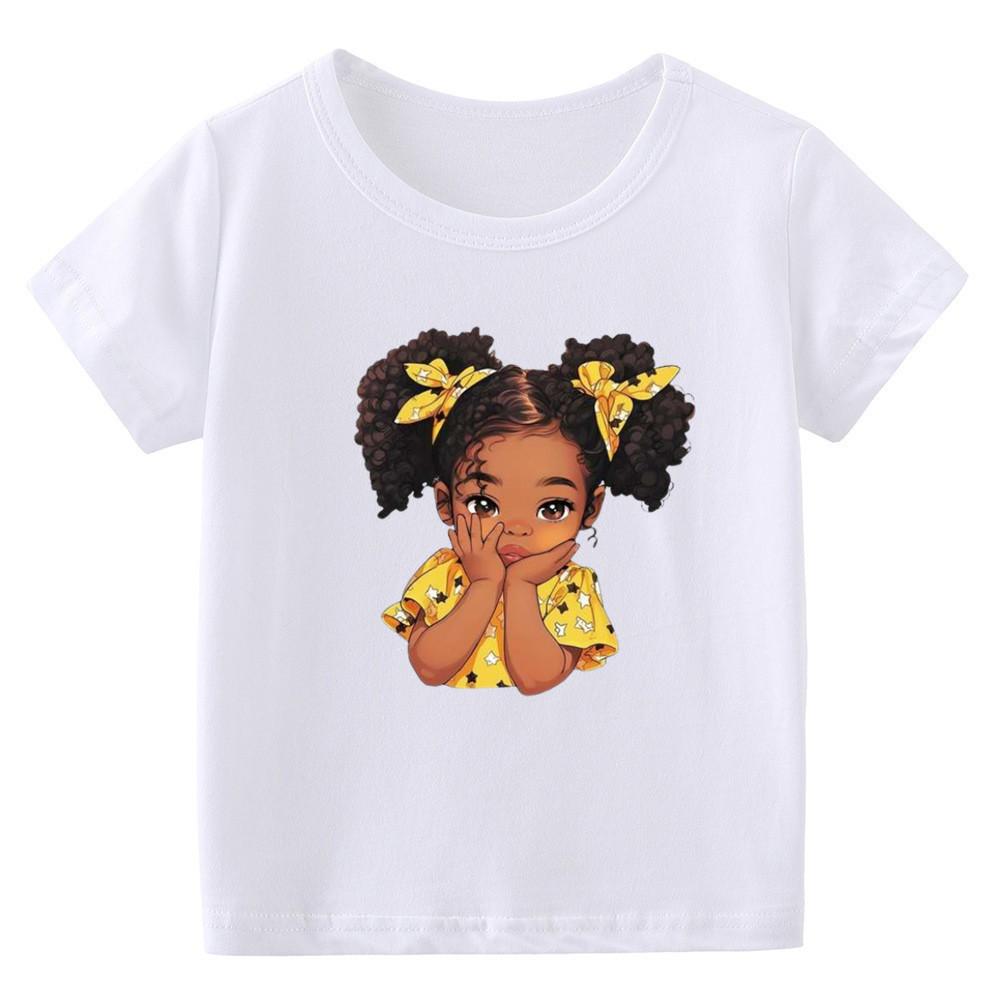 2026 New Childrens Tshirt Cartoon Personality Print Pure Cotton Round Neck Parentchild Short Sleeved Summer Boys and Girls