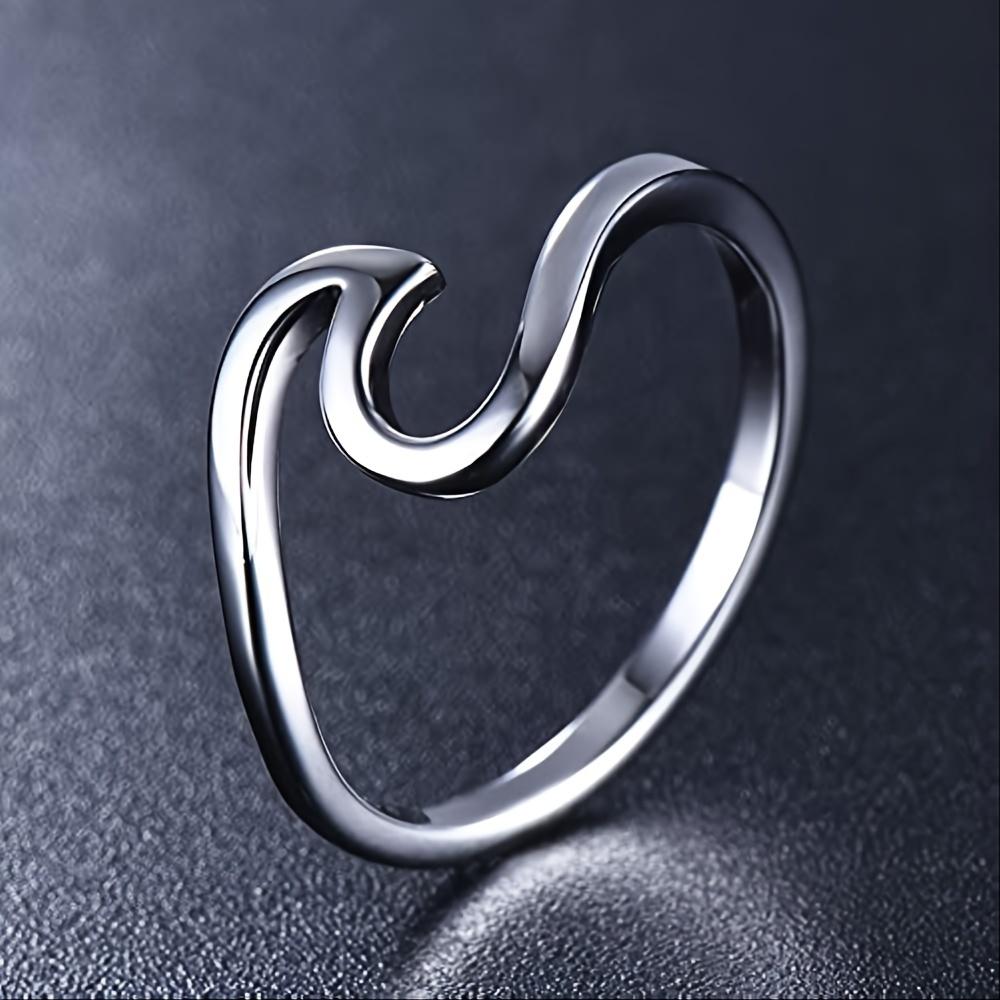 Simple S925 Sterling Silver Wavy Rings for Women Wedding Engagement Fine Jewelry Gift