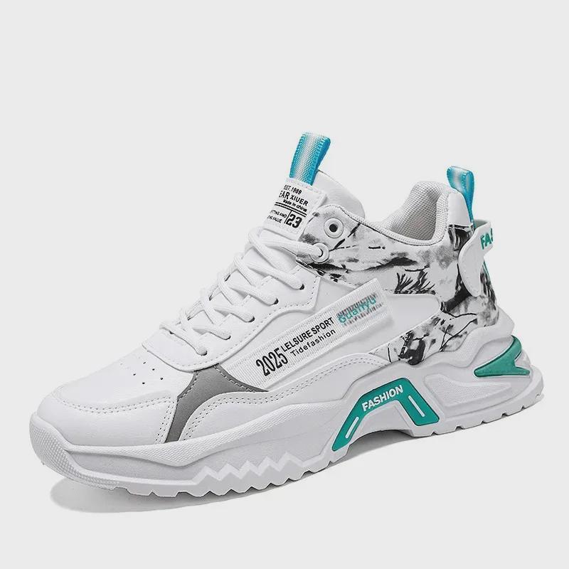 Herren Weiße Herbst High-Top Mode Sneaker – Trendige Lässige Laufschuhe