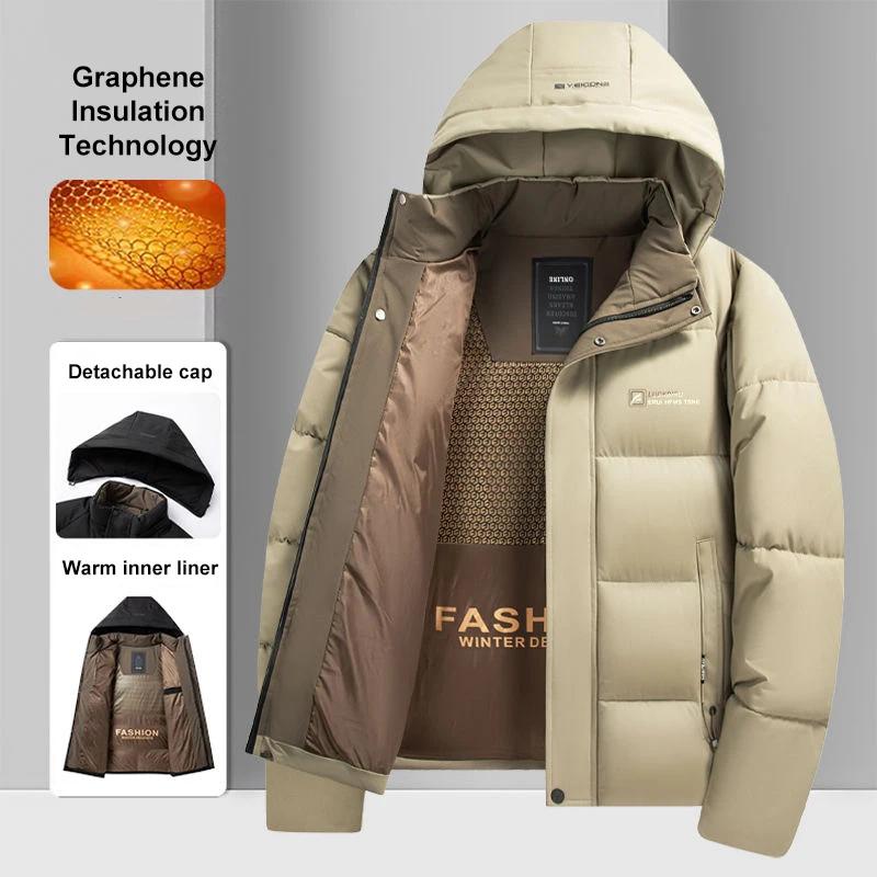 Warm Windproof Jacket Men Winter Comfortable Thickened Outdoor Hooded Overcoat Male Casual Clothes