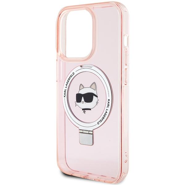 Karl Lagerfeld KLHMP15LHMRSCHP iPhone 15 Pro 6.1" Pink/pink Hardcase Ring Stand Choupette Head MagSafe