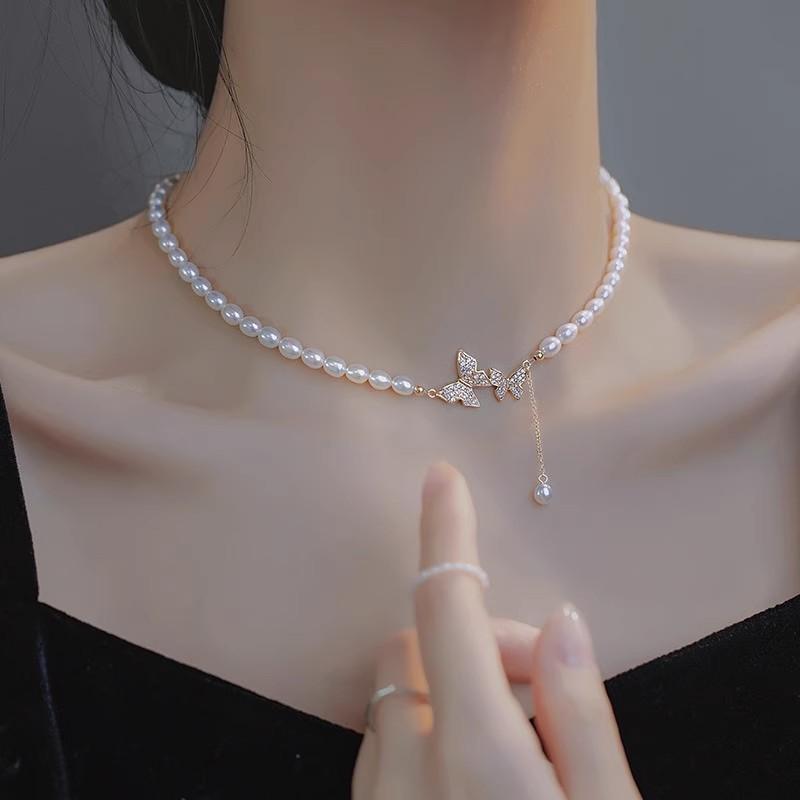 Light Luxury Niche High-end Pearl Necklace Women's Fashion Versatile Temperament Titanium Steel Clavicle Chain Internet Celebrity Necklace