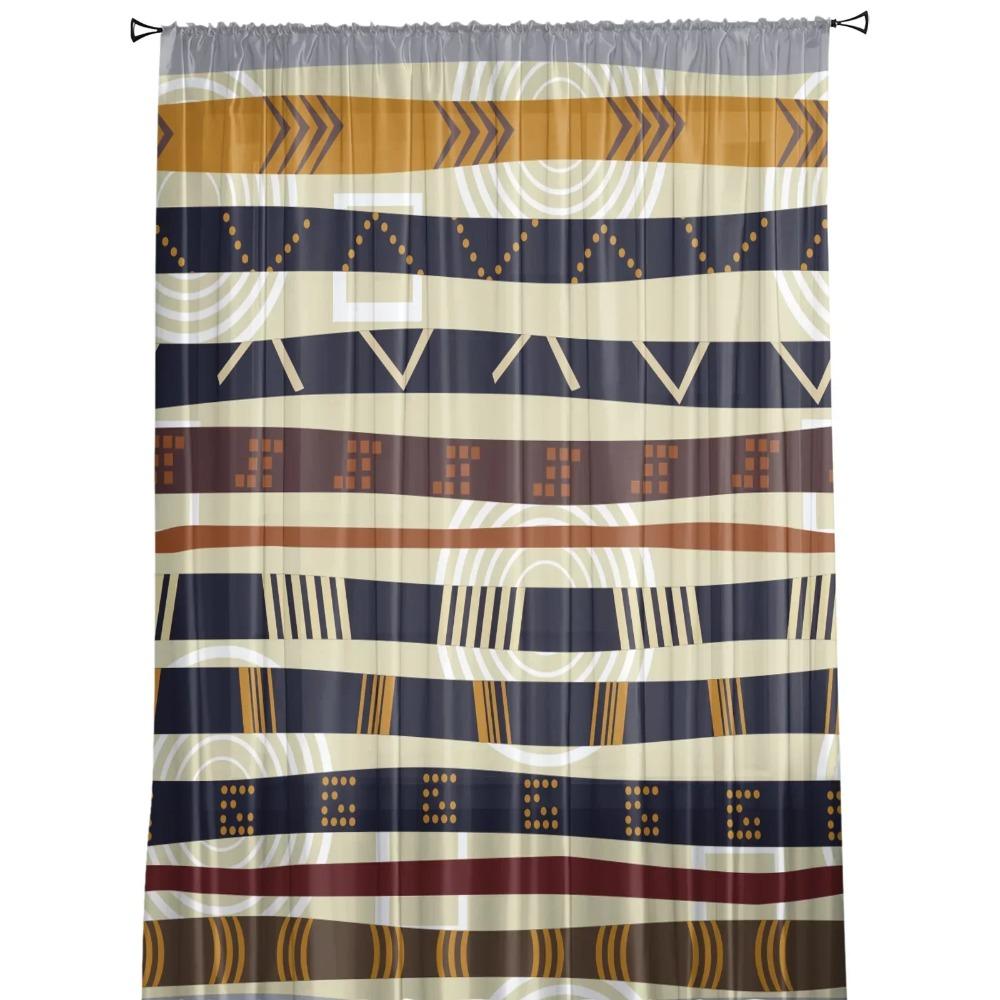 Tribal Retro Ethnic Sheer Drapes Living Room Window Curtains For Bedroom Kitchen Home Decoration Curtain Panels