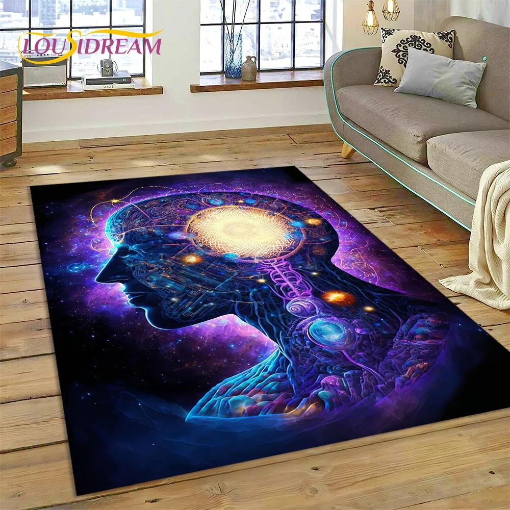3D Yoga Zen Naturalize Meditation Rainbow 7 Chakra Area Rug,Carpet for Living Room Bedroom Sofa Doormat Decor,Non-slip Floor Mat