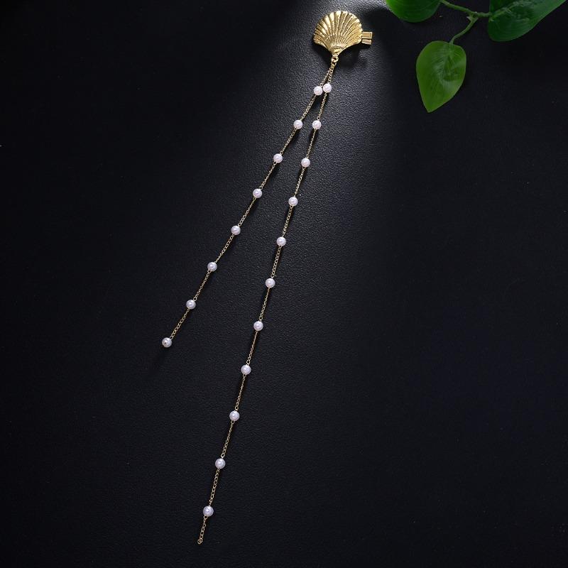 

1 Piece of Shell Pearl Tassel Hair Clip Party Style Shell Pearl Design Agile and Elegant Texture High-end Fashion Hair Accessory золотистий