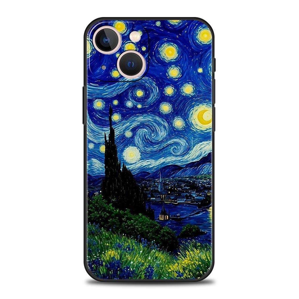 Claude Monet Jardin Peinture Art Étui de Téléphone Pour iPhone 17 16 15 Pro Max 11 12 13 14 7 8 Plus SE 2020 X XR XS Coque Souple Noir