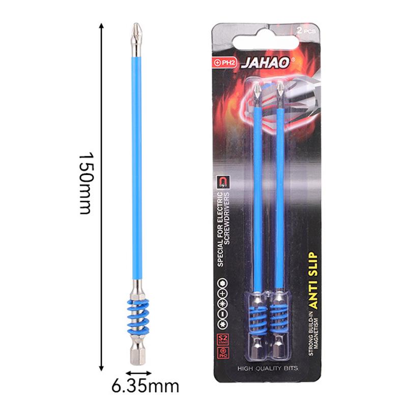 2pcs 65/70/90/150mm Anti-Slip Magnetic Phillips Bit with Spring Magnetic Screwdriver Bits PH2 Driver Screw 1/4'' Hex Shank Drill