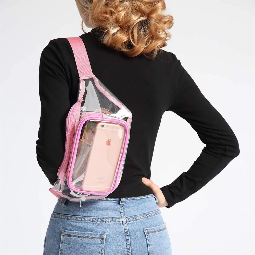 Waterproof PVC Transparent Crossbody Sports Waist Bag for Outdoor Fitness and Travel