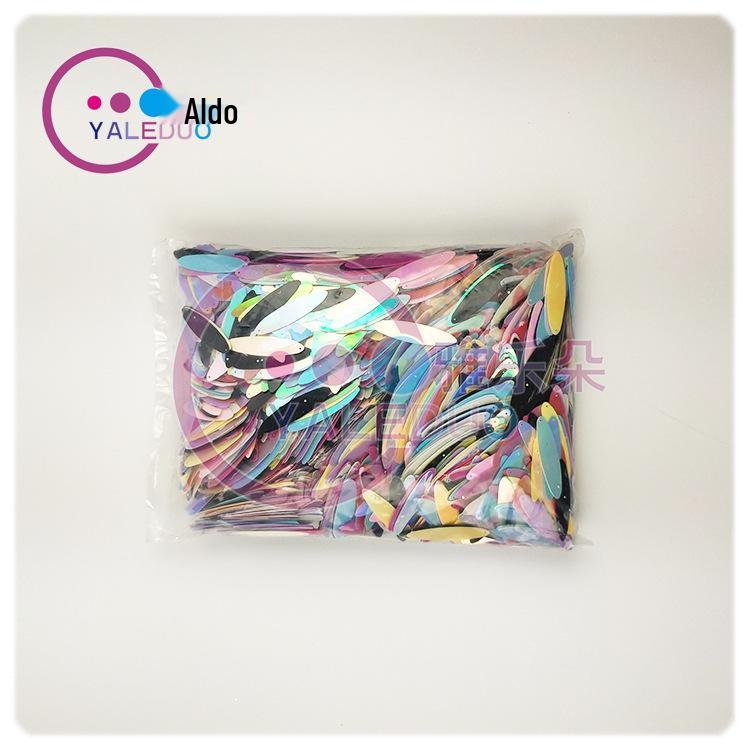 10x40mm Iridescent Gold Oval Double-Pointed Sequins for DIY Earring and Apparel Accessories