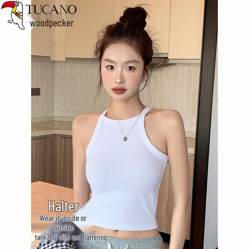 Women s Pure Cotton Halter Neck Slim Camisole S