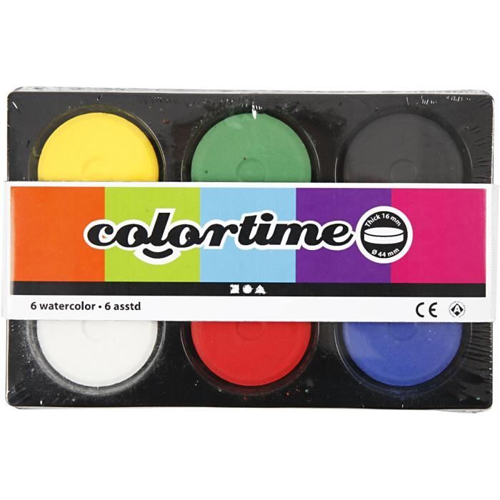 Plastic Palette with 6 Compartments Including Gouache Tablets - Mixable Colors. Ref 34576
