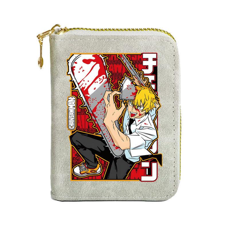 Chainsaw Man Zipper PU Wallet Short Multiple Card Slots Purse
